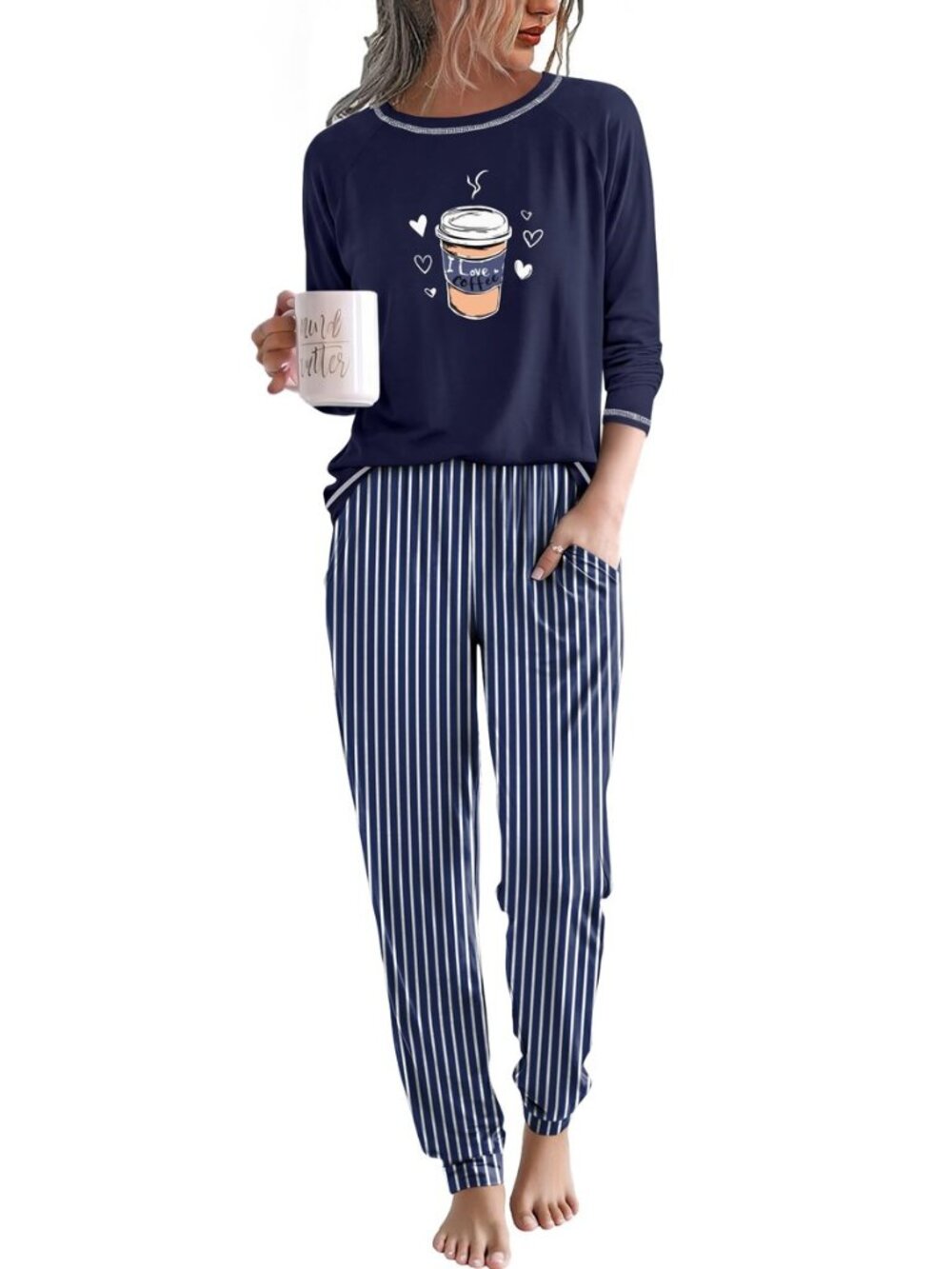 Women Pajama Sets Jogger Sleepwear Printed Lounge Set with Pockets